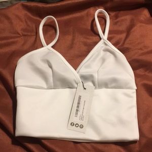 Womens Boohoo White Scuba Plunge Crop Top Size 2